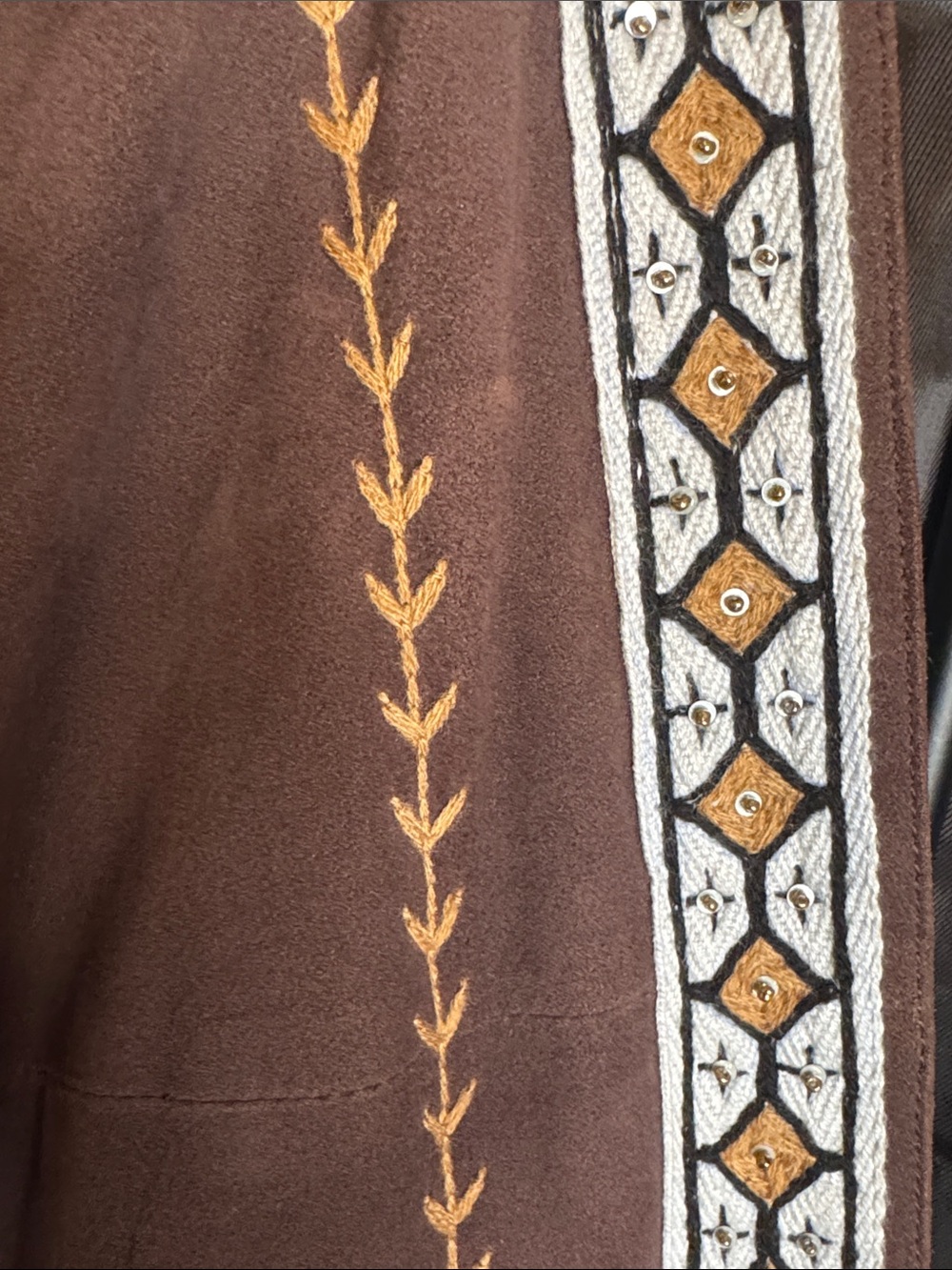 Double D Ranch Suede Embroidered & Beaded Full-Length Duster l Coat - Picture 3 of 16